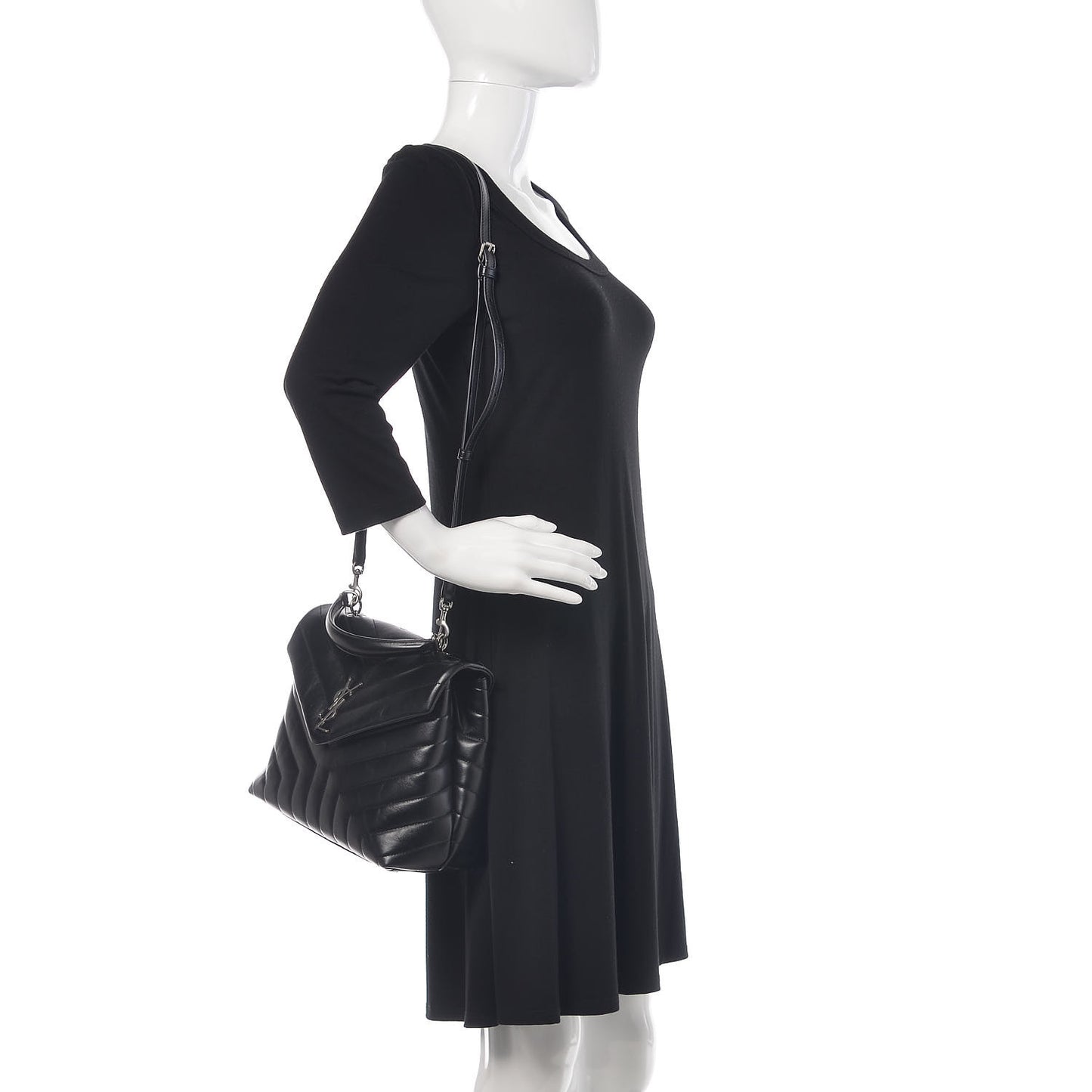 Calfskin Y Quilted Monogram Medium Loulou Satchel Black