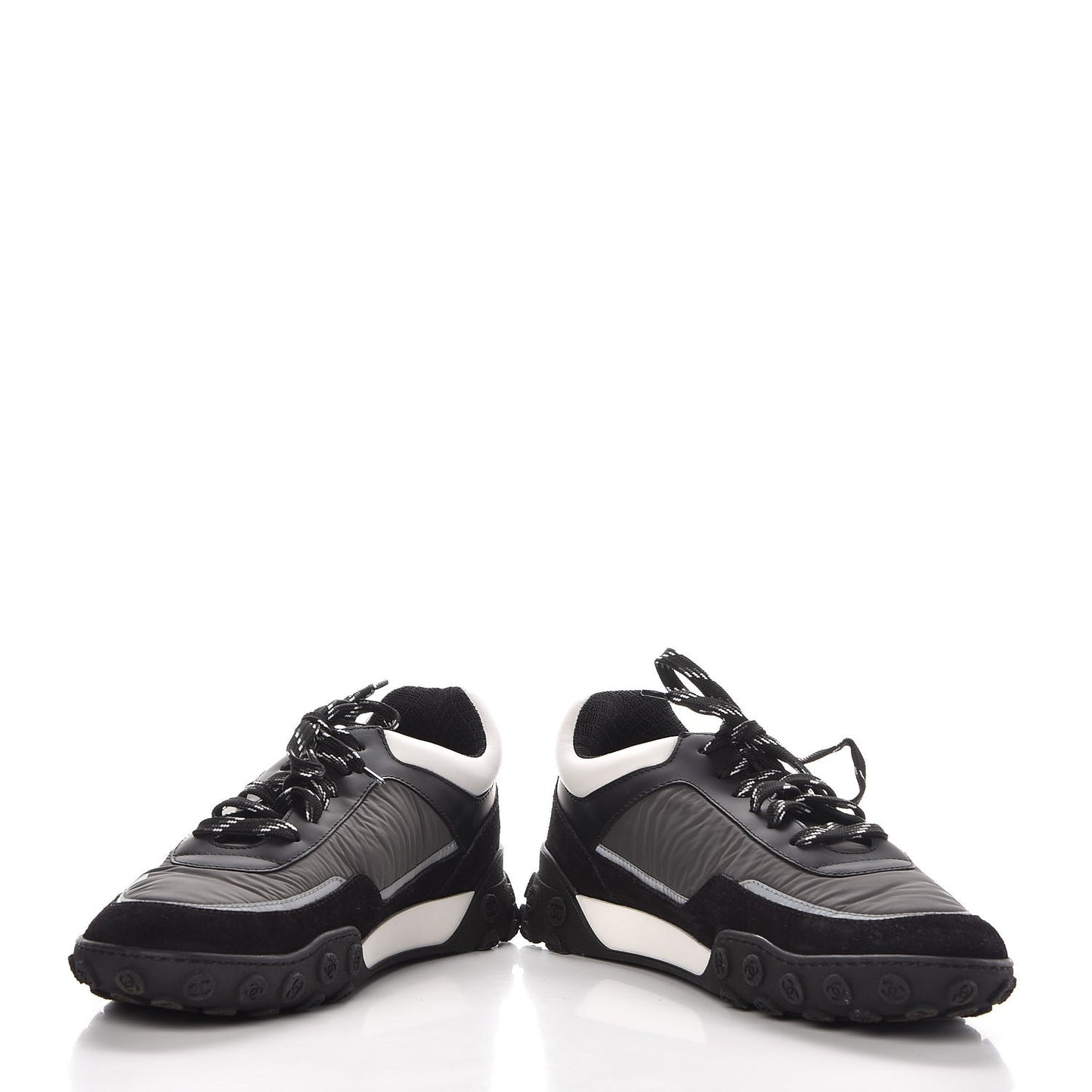 Nylon Calfskin Suede CC Sneakers 40 Grey Black White