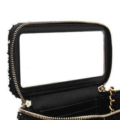Chanel Tweed Pearl Crush Small Vanity Case With Chain Black White 5 of 12