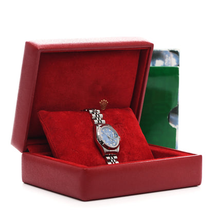 Rolex Stainless Steel 18K White Gold Diamond 26mm Oyster Perpetual Datejust Watch Sodalite 179174 5 of 5