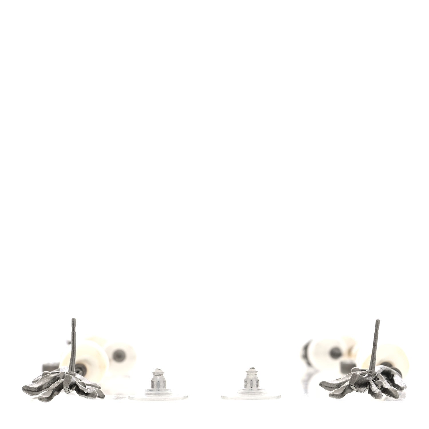 Chanel Pearl Crystal CC Long Drop Earrings Silver 3 of 5
