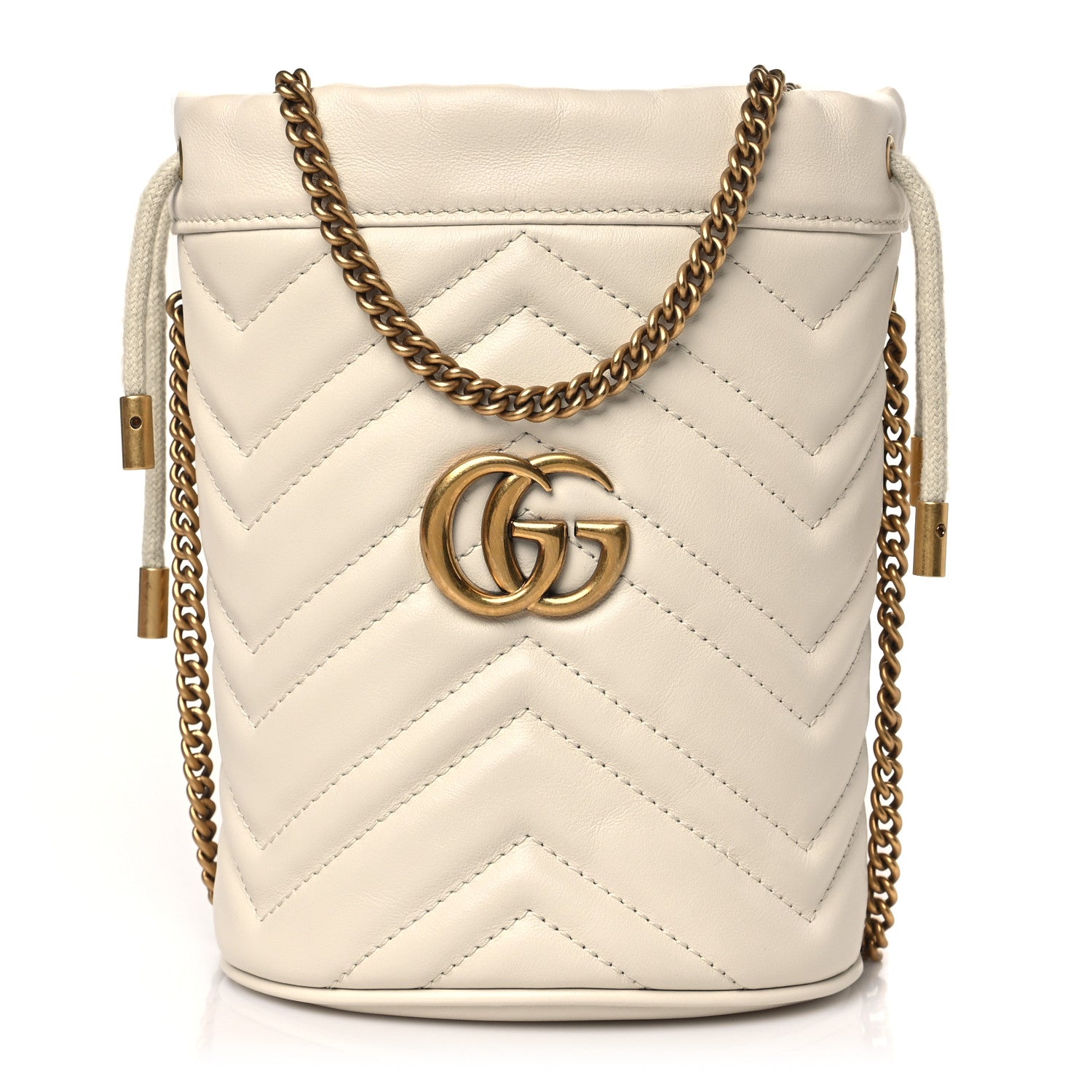 Gucci Calfskin Matelasse Mini GG Marmont 2.0 Bucket Bag White 1 of 9