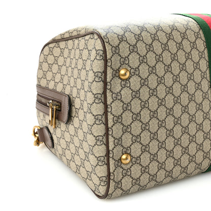 Gucci GG Supreme Monogram Textured Dollar Calfskin Web Medium Ophidia Carry-On Duffle Bag Beige Ebony New Acero 8 of 9