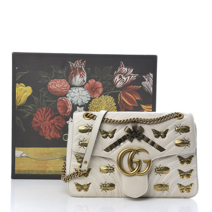 Gucci Calfskin Matelasse Animal Studs Medium GG Marmont Shoulder Bag Mystic White 11 of 11