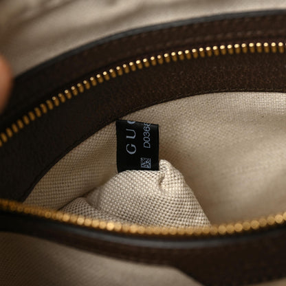 Gucci Monogram Jumbo GG Textured Dollar Calfskin Web Messenger Shoulder Bag Camel Ebony New Acero 9 of 10