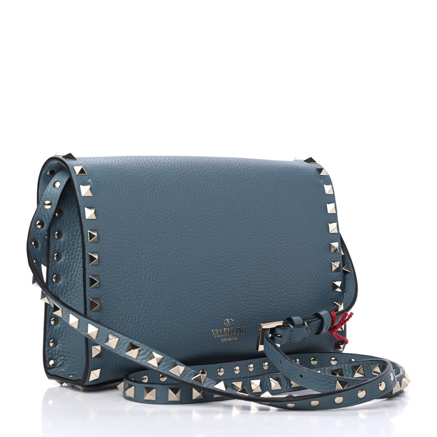 Pebbled Calfskin Medium Rockstud Flip Lock Crossbody Bag Amadeus