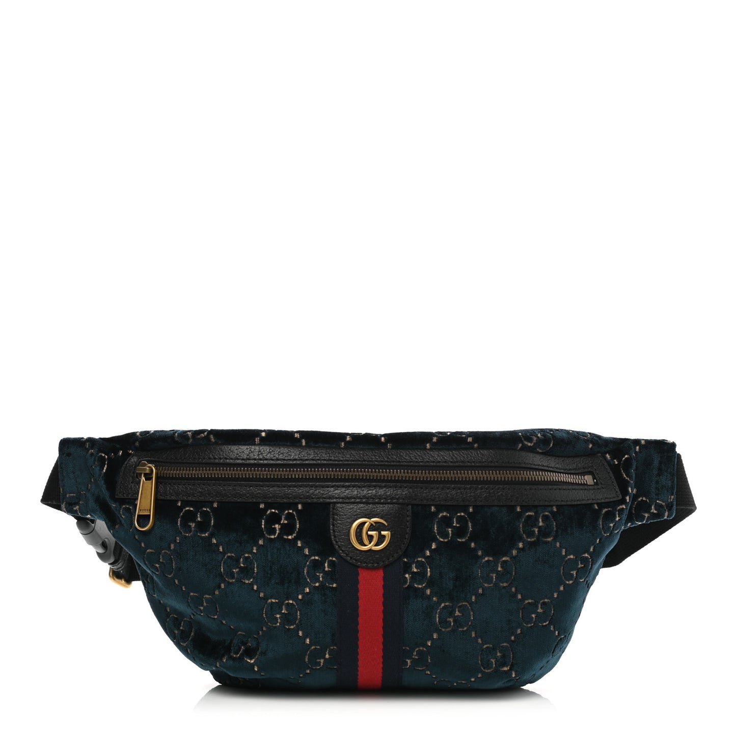 Velvet GG Monogram Web Belt Bag Blue Beige