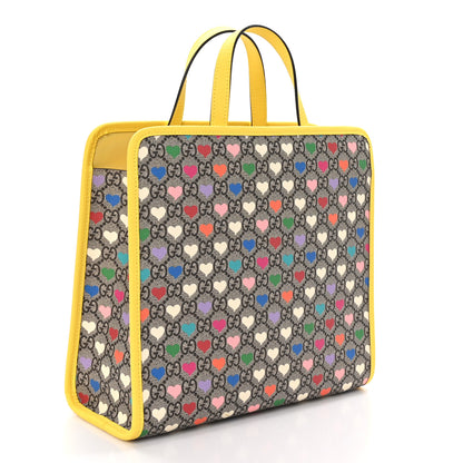 Gucci GG Supreme Monogram Hearts Childrens Tote Beige Ebony Multicolor Freesia 2 of 10
