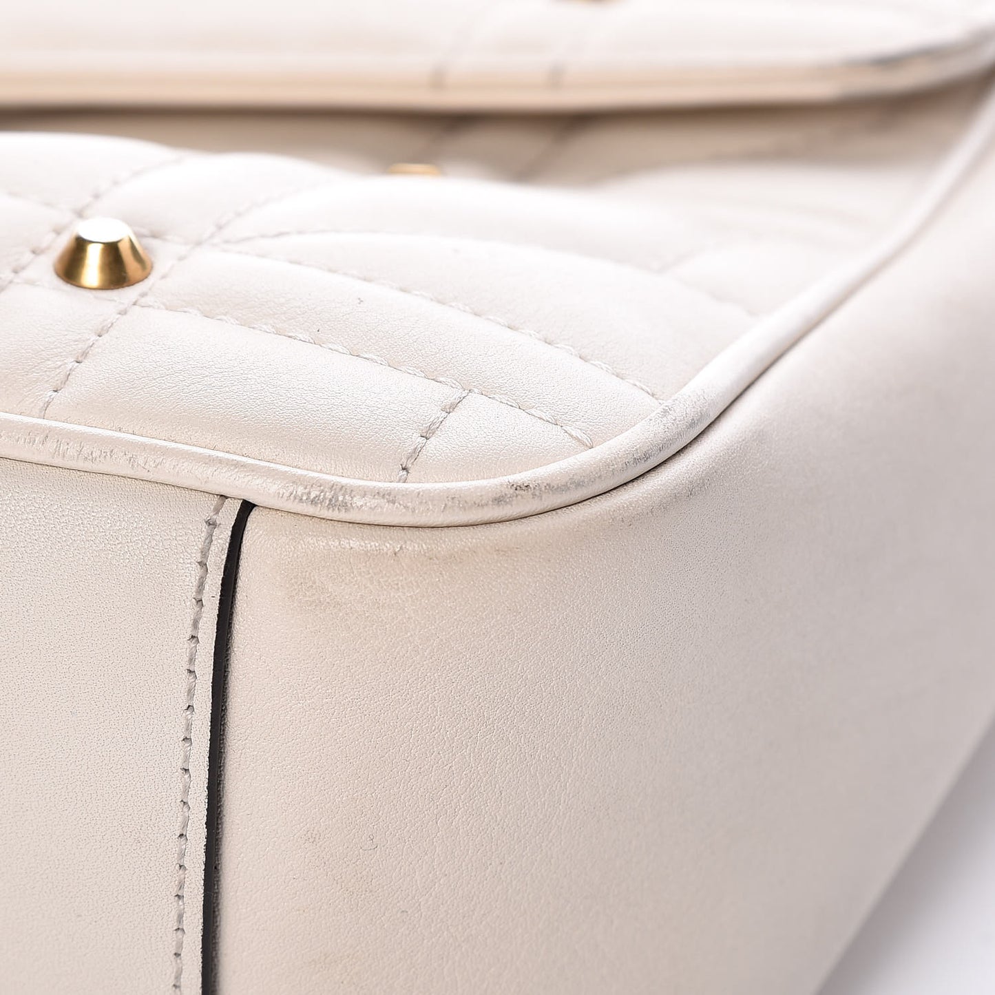 Calfskin Matelasse Studded Medium GG Marmont Shoulder Bag White