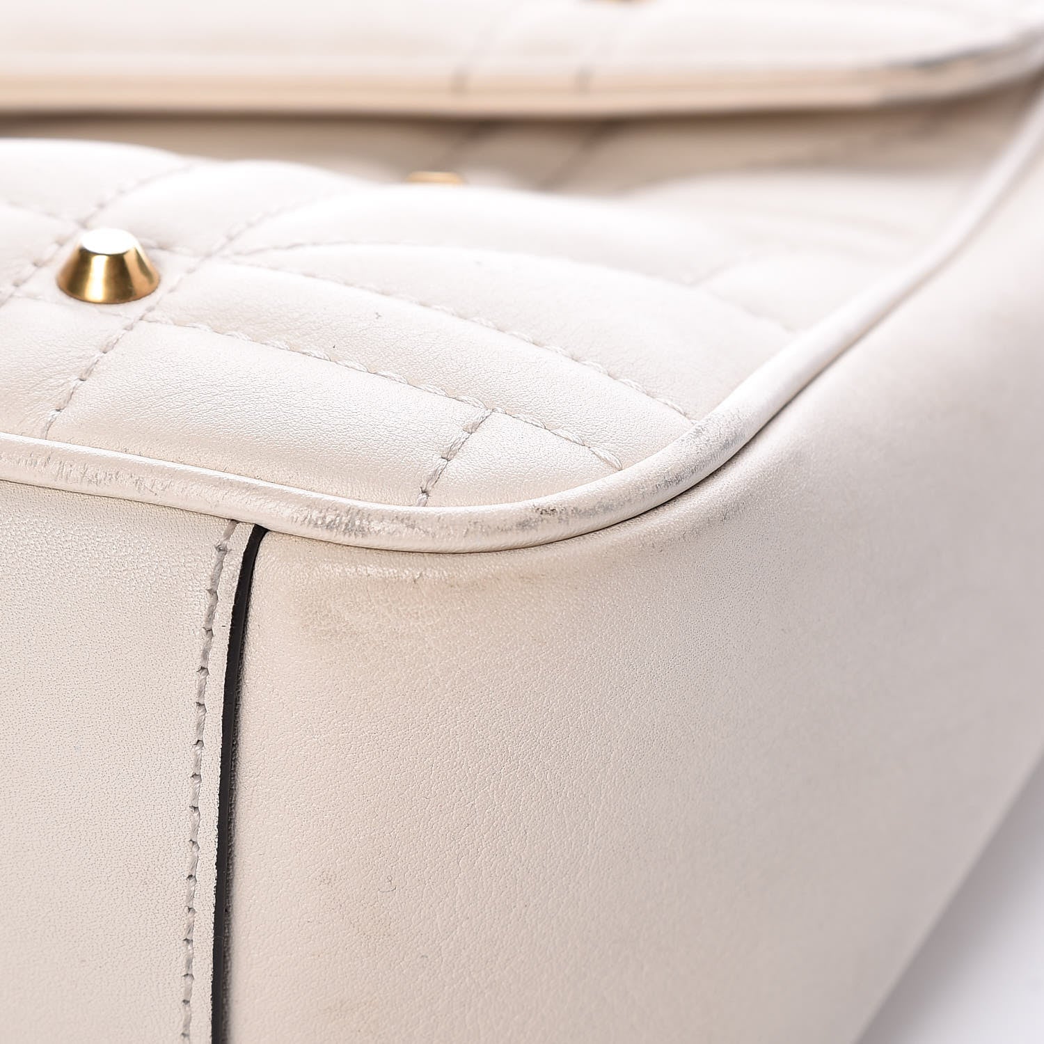 Gucci Calfskin Matelasse Studded Medium GG Marmont Shoulder Bag White 11 of 20