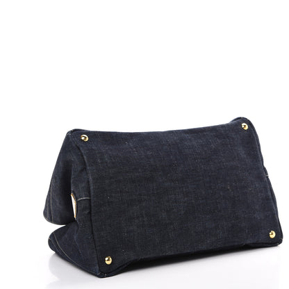 Prada Denim Logo Tote Blue Rosso 3 of 9