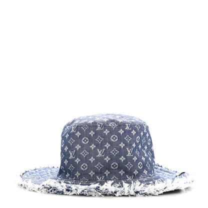 Louis Vuitton Monogram Denim Fringe Bob Bucket Hat M Blue 4 of 10