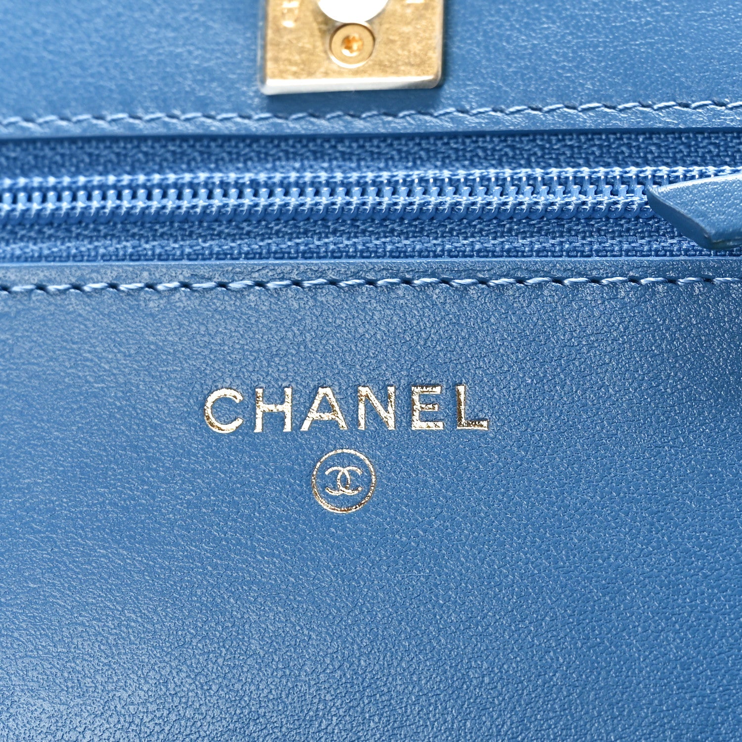 Chanel Denim Quilted CC Pearl Crush Wallet on Chain WOC Blue 6 of 10