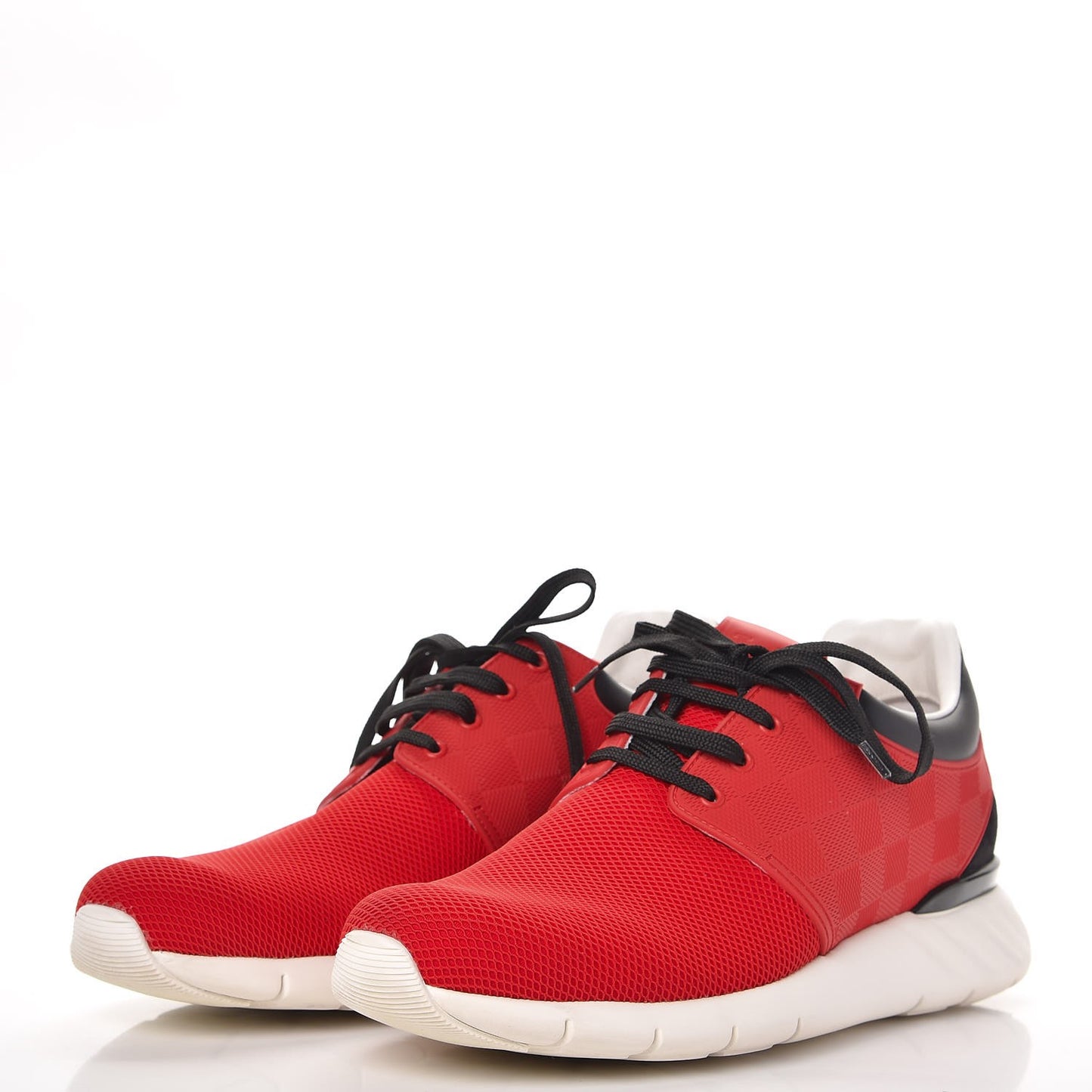 Rubber Mesh Suede Damier Fastlane Low Sneakers 8 Rouge