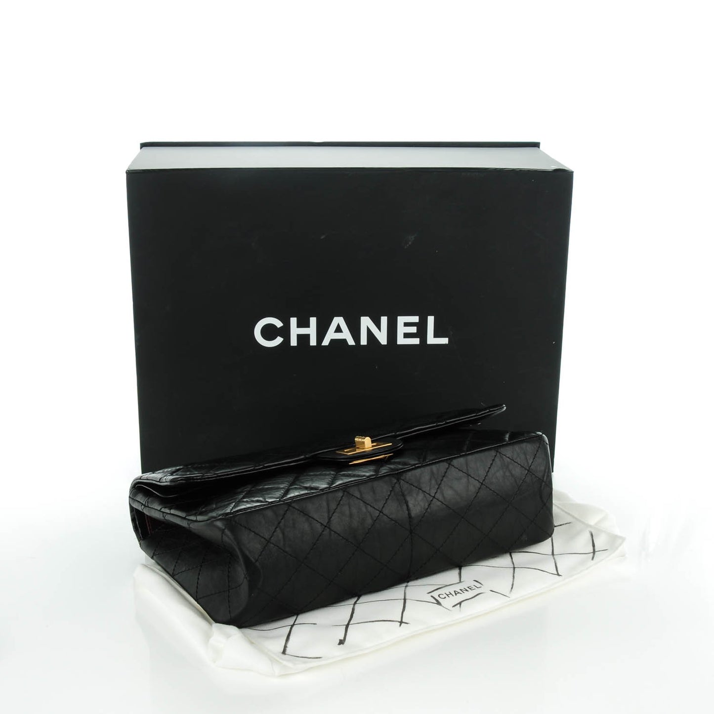 Aged Calfskin Quilted 2.55 Reissue 227 Flap Black