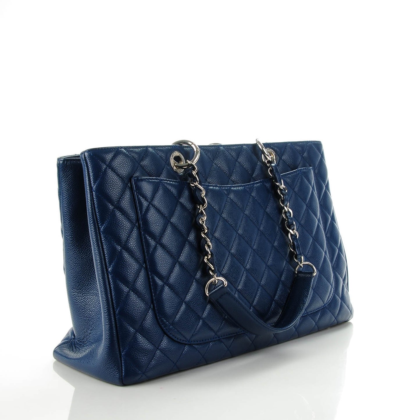Caviar Quilted XL Grand Shopping Tote GST Navy Blue