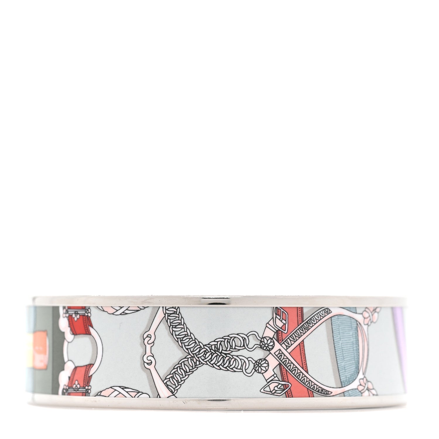 Hermes Enamel Printed Wide Cavald'Or Bracelet 70 Romantique 1 of 5