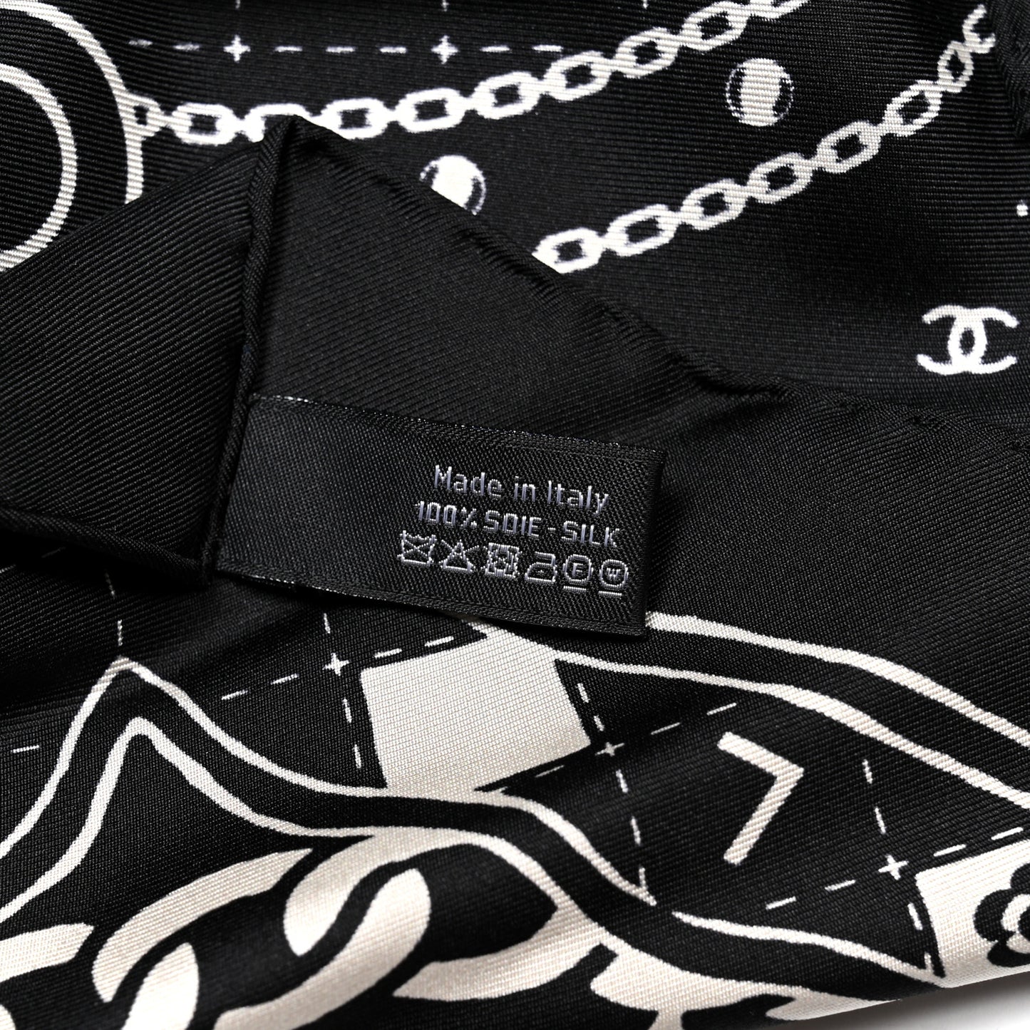 Silk CC Scrunchie and Scarf Hair Tie Set Black White