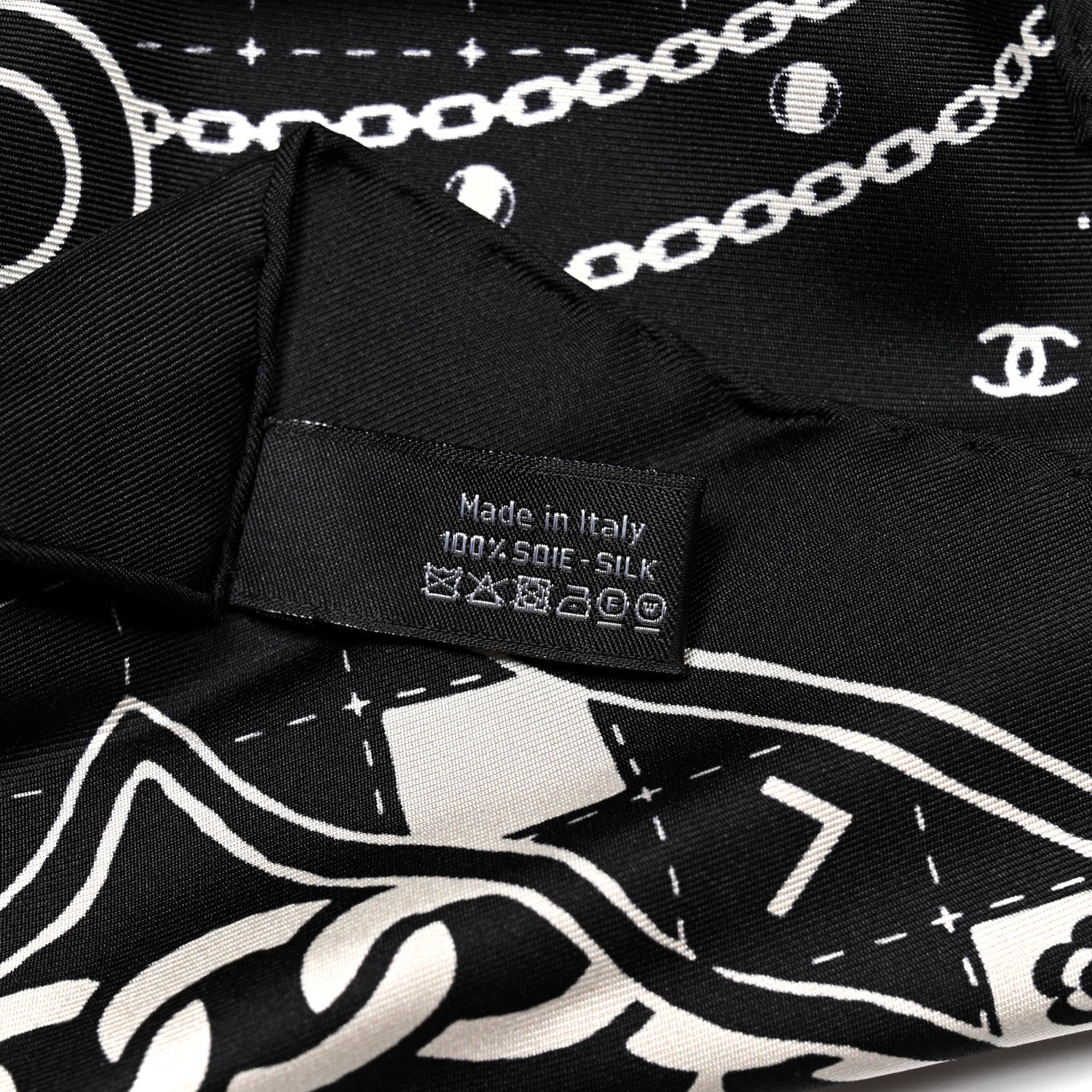 Chanel Silk CC Scrunchie and Scarf Hair Tie Set Black White 4 of 5