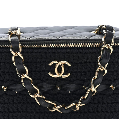 Chanel Lambskin Crochet Quilted Small Vanity Case With Chain Black 8 of 10