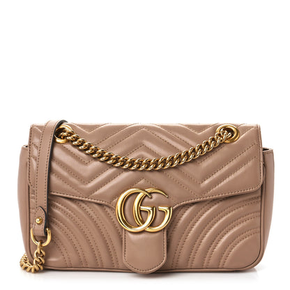 Gucci Calfskin Matelasse Small GG Marmont Shoulder Bag Porcelain Rose 1 of 11
