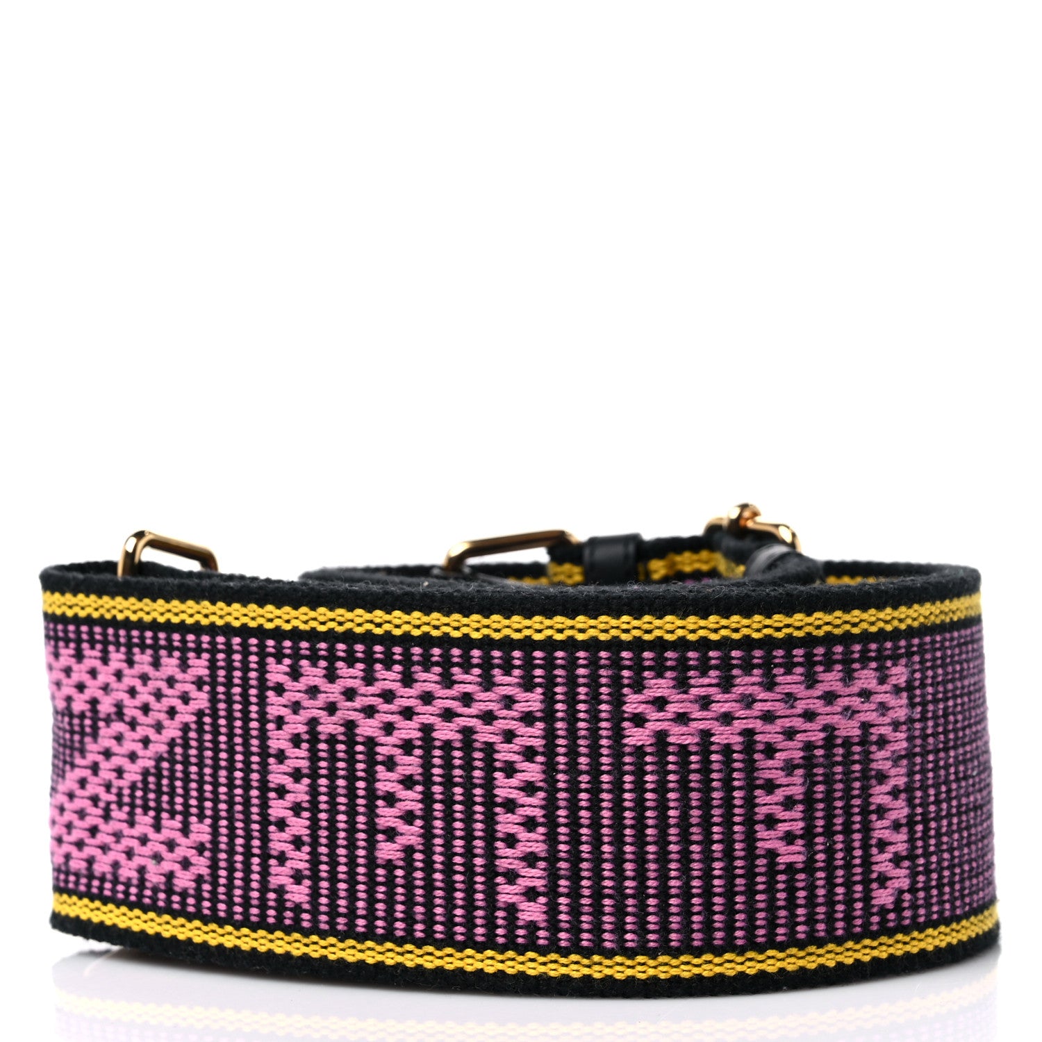 Fendi Cannete Ribbon Poly Vitello Century Logo Adjustable Strap You Lollipop Limon Black 2 of 5