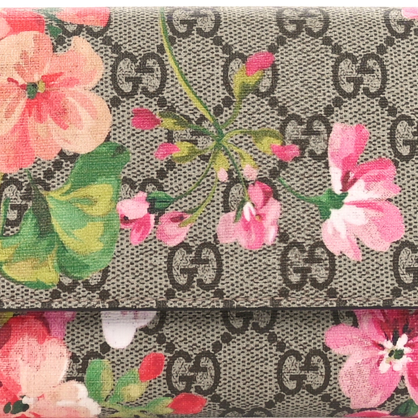 GG Supreme Monogram Blooms Continental Wallet Beige Multicolor Dry Rose