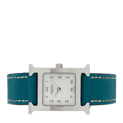 Hermes Stainless Steel Courchevel 21mm Heure H Hour Quartz Watch Blue Jean 2 of 5