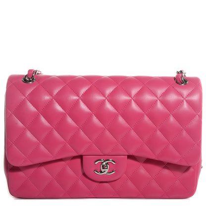 Chanel Lambskin Quilted Jumbo Double Flap Dark Pink 1 of 9