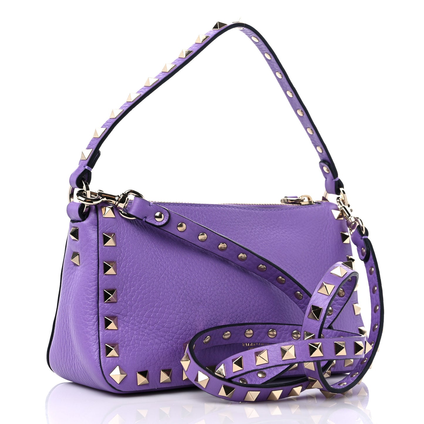 Pebbled Calfskin Small Rockstud Flip Lock Shoulder Bag Glicine