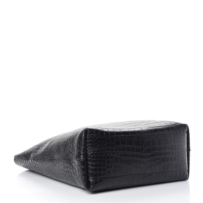 Saint Laurent Calfskin Crocodile Embossed Bold Shopper Tote Black 4 of 12
