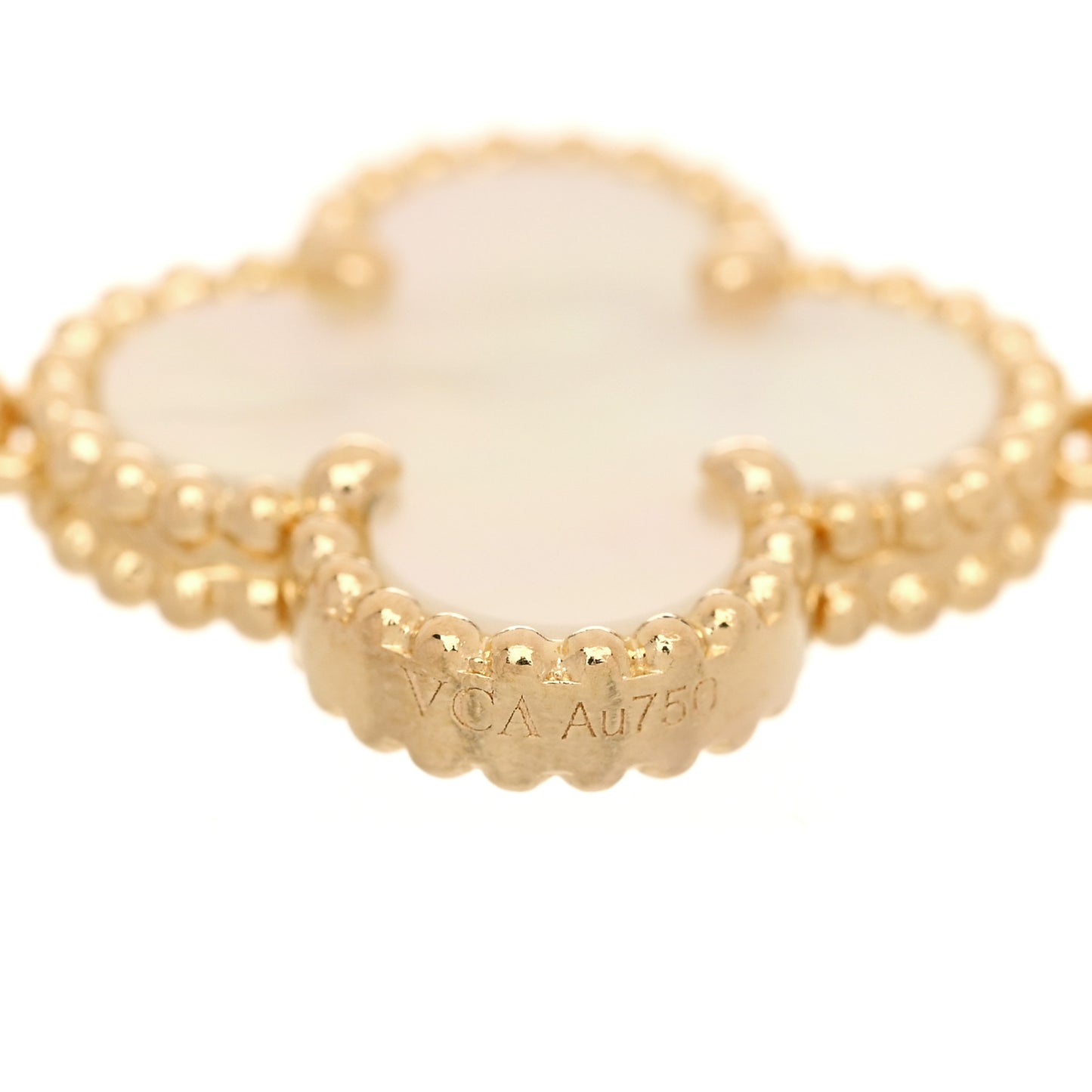 18K Yellow Gold Mother of Pearl 5 Motifs Vintage Alhambra Bracelet