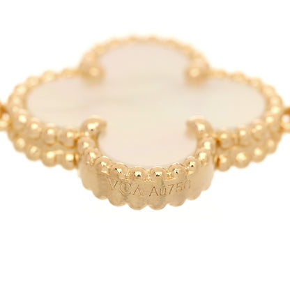 Van Cleef & Arpels 18K Yellow Gold Mother of Pearl 5 Motifs Vintage Alhambra Bracelet 4 of 6