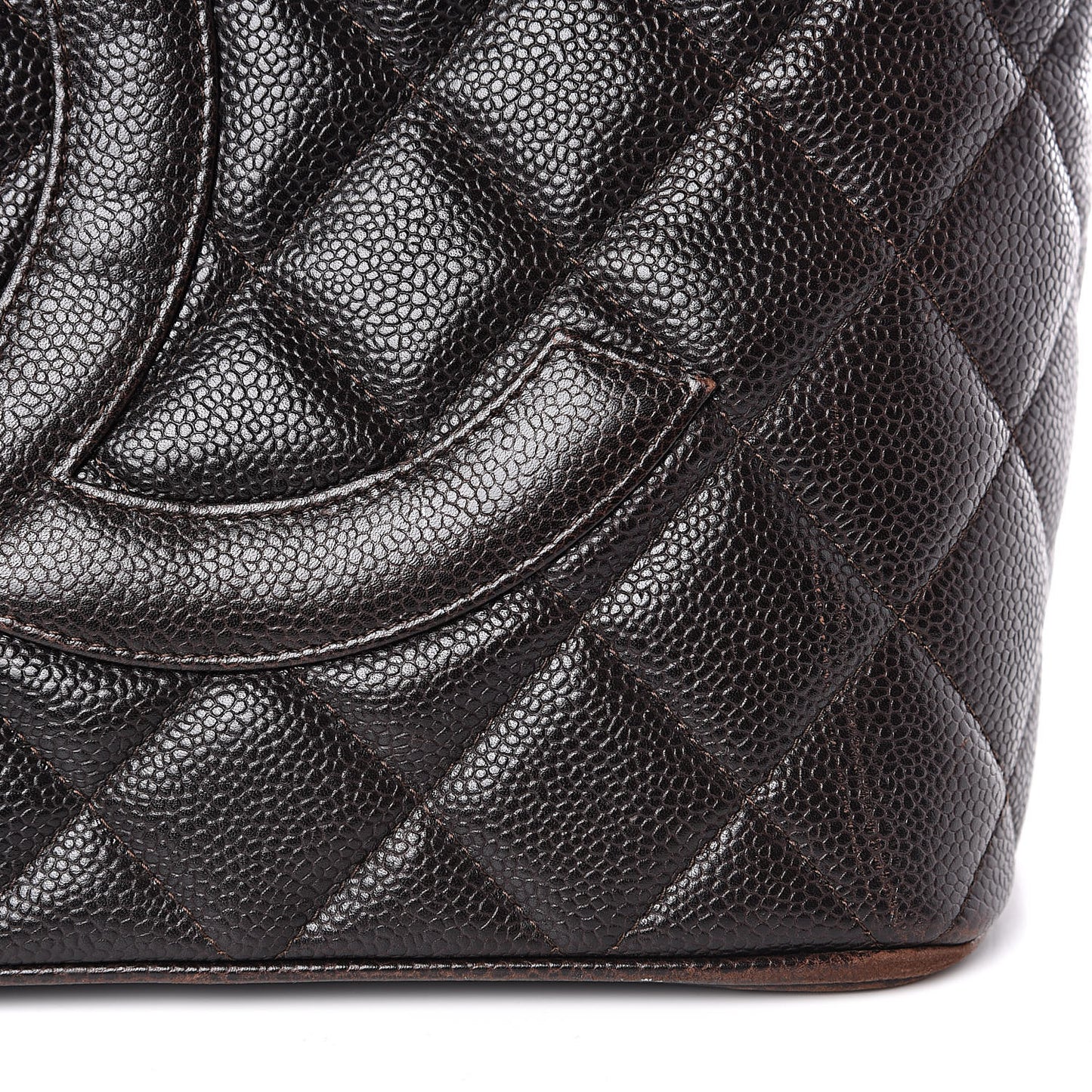 Caviar Quilted Medallion CC Tote Dark Brown