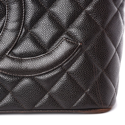 Chanel Caviar Quilted Medallion CC Tote Dark Brown 15 of 16