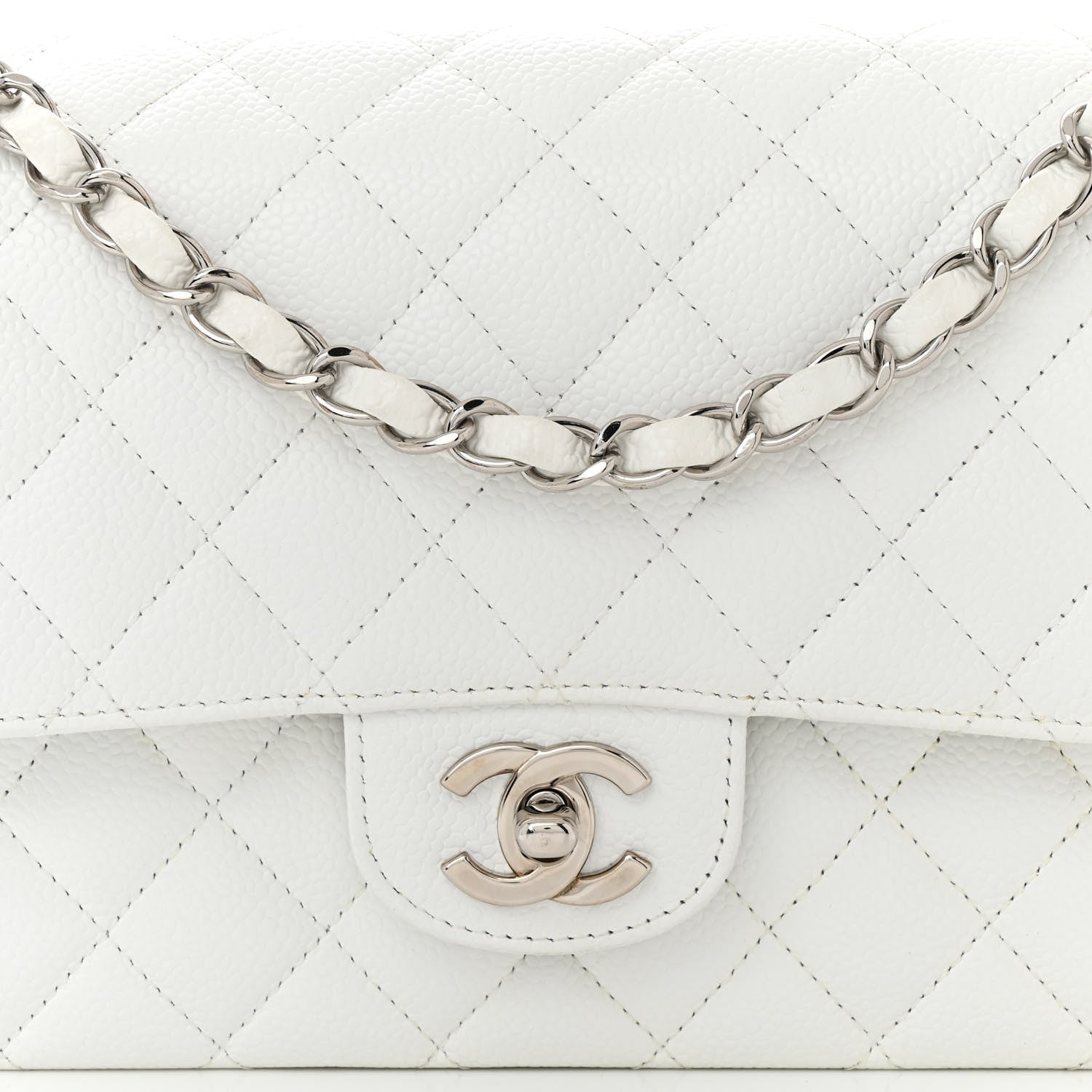 Chanel Caviar Quilted Medium Double Flap White 8 of 10