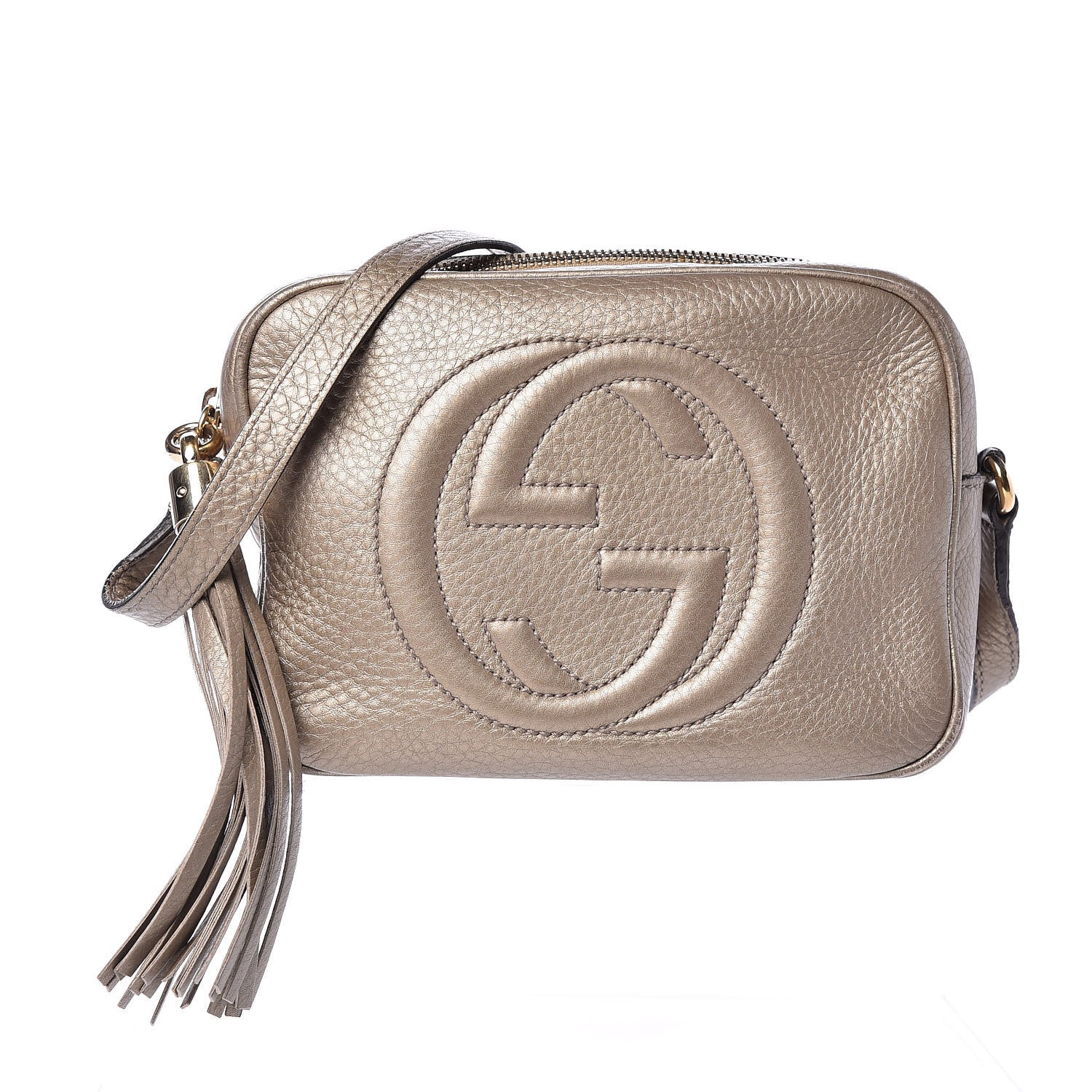 Gucci Metallic Pebbled Calfskin Small Soho Disco Bag Golden Beige 1 of 13