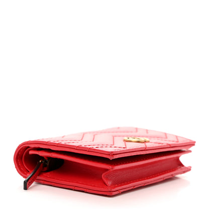 Gucci Calfskin Matelasse GG Marmont Card Case Wallet Hibiscus Red 5 of 8