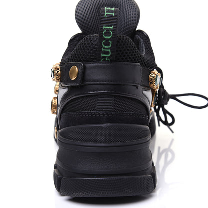 Gucci X SEGA Mesh Suede Calfskin Removable Crystals Mens Flashtrek Sneakers 9.5 Black Silver 12 of 14