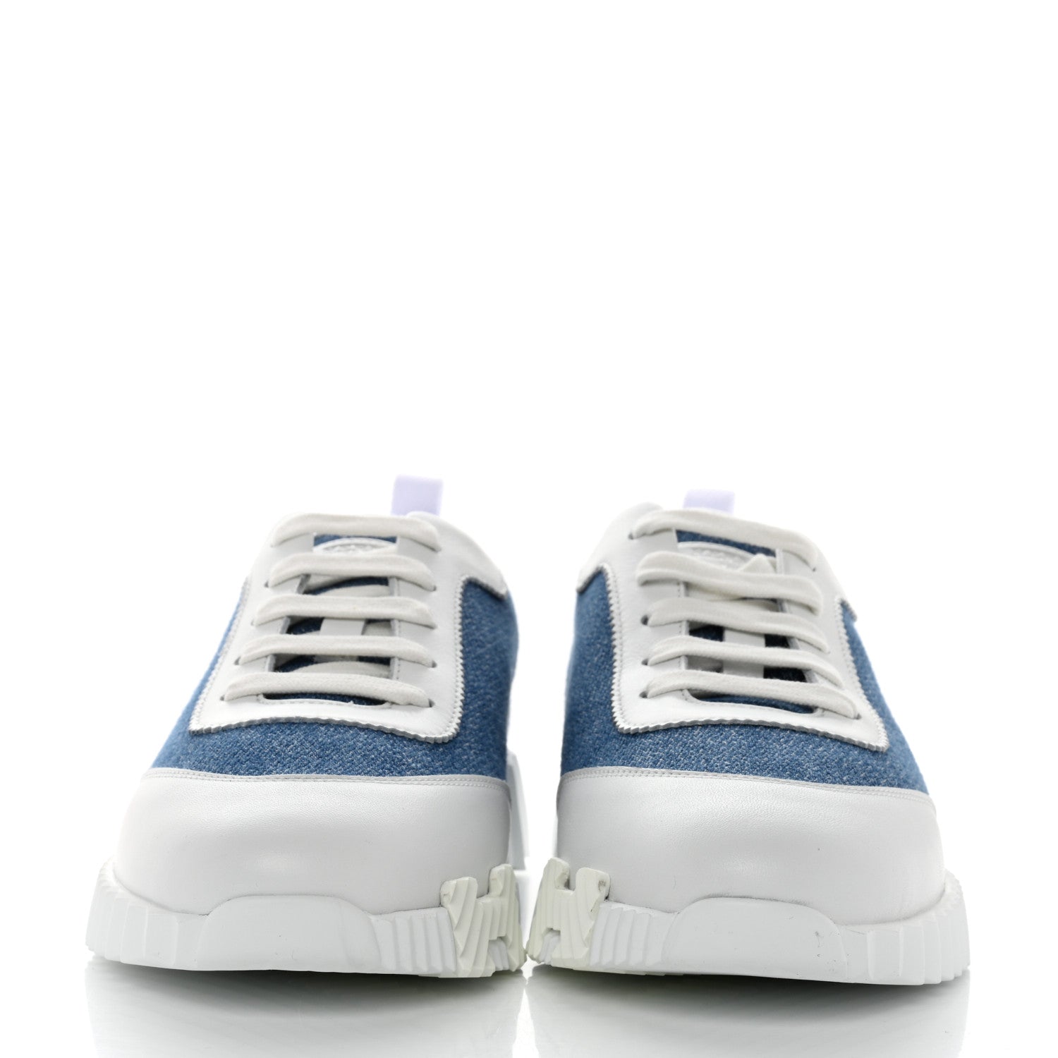 Hermes Denim Suede Goatskin Bouncing Sneakers 38 Bleu Clair White 2 of 8