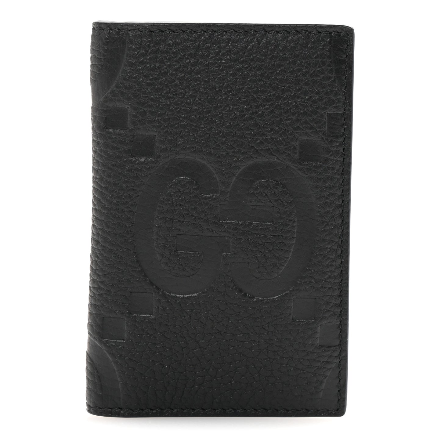 Piuma Calfskin Jumbo GG Embossed Card Case Black