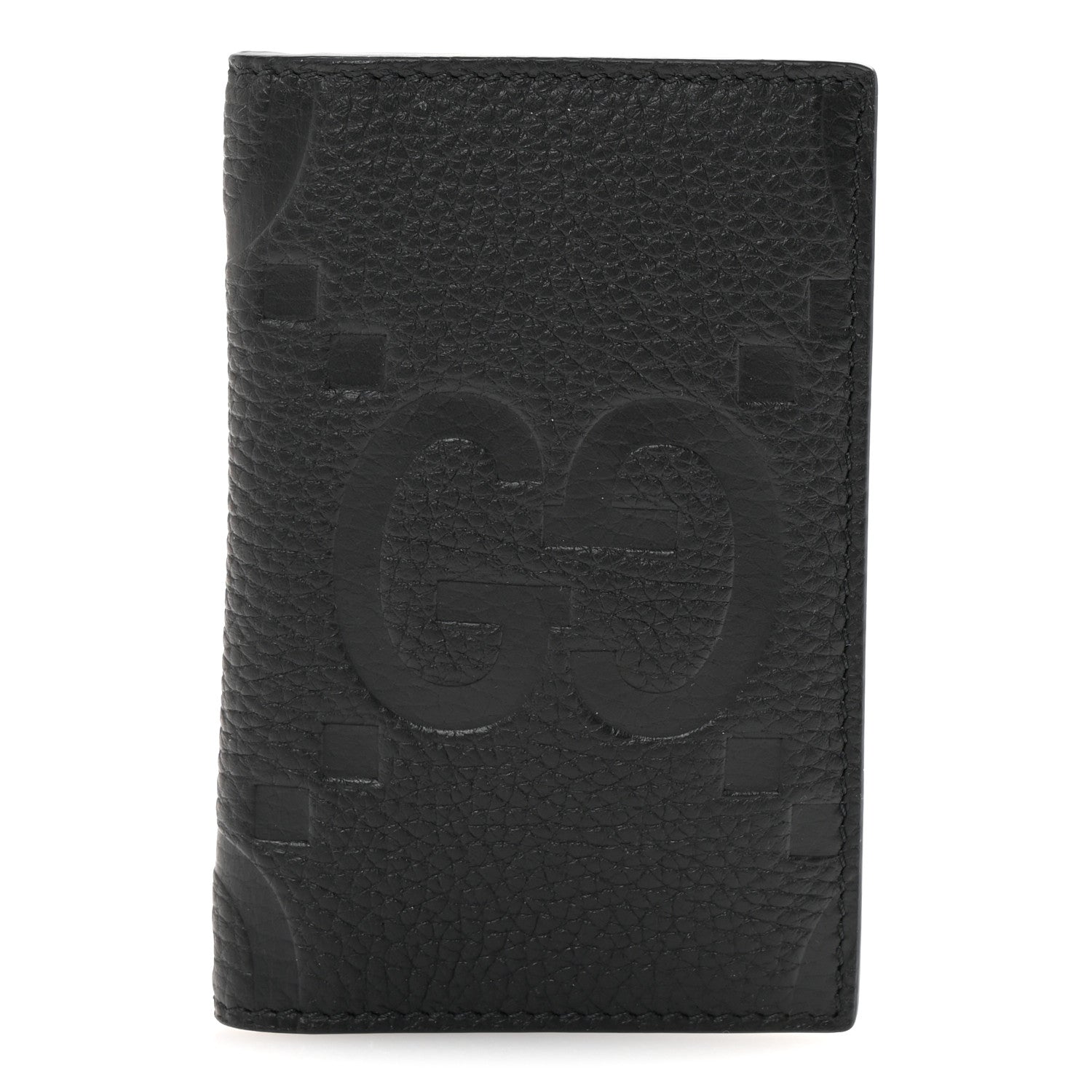 Gucci Piuma Calfskin Jumbo GG Embossed Card Case Black 1 of 8