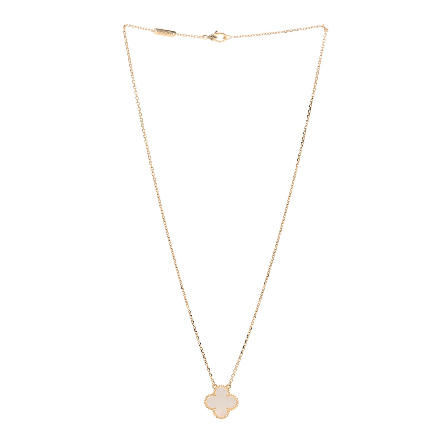 18K Yellow Gold Mother of Pearl Vintage Alhambra Pendant Necklace