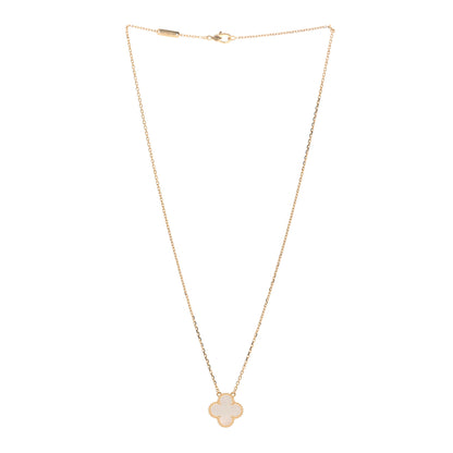 Van Cleef & Arpels 18K Yellow Gold Mother of Pearl Vintage Alhambra Pendant Necklace 4 of 7