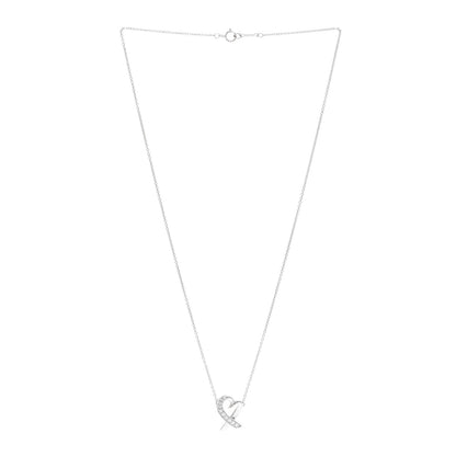 Tiffany 18k White Gold Diamond Small Paloma Picasso Loving Heart Necklace 3 of 5