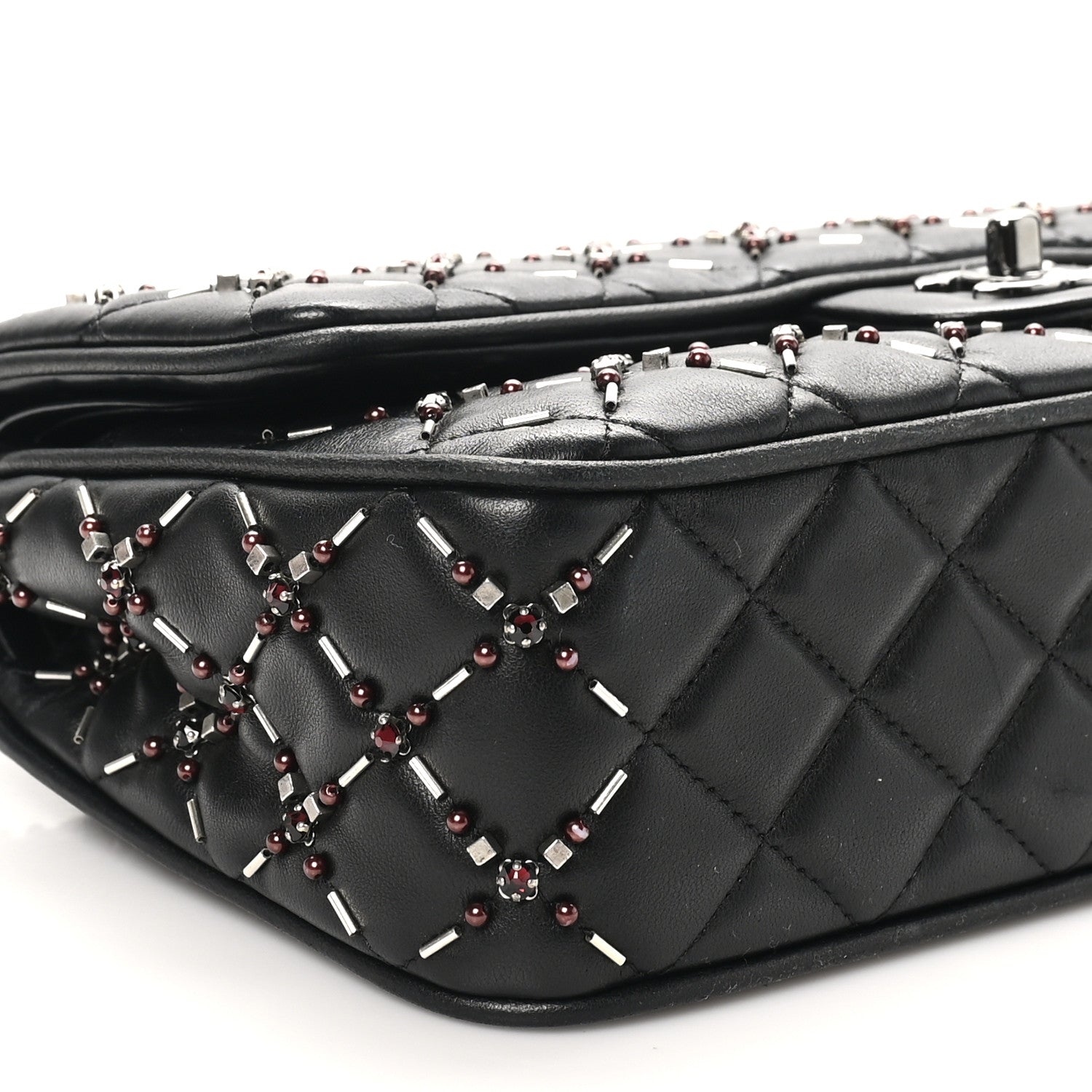 Chanel Lambskin Quilted Beaded Medium Double Flap Black 9 of 11