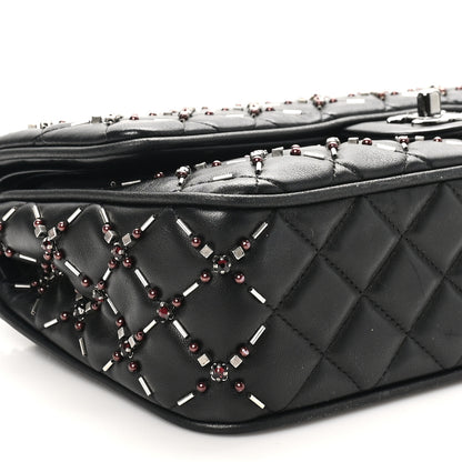 Chanel Lambskin Quilted Beaded Medium Double Flap Black 9 of 11