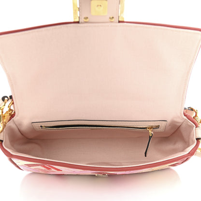 Fendi Canvas Vitello King FF Embroidered Baguette Rosa Quarzo Bloody Mary Multicolor 5 of 10