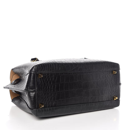 MCM Calfskin Crocodile Embossed Medium Milla Tote Black 4 of 8