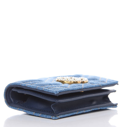 Gucci Denim Matelasse Pearly GG Marmont Card Case Wallet Blue 4 of 8